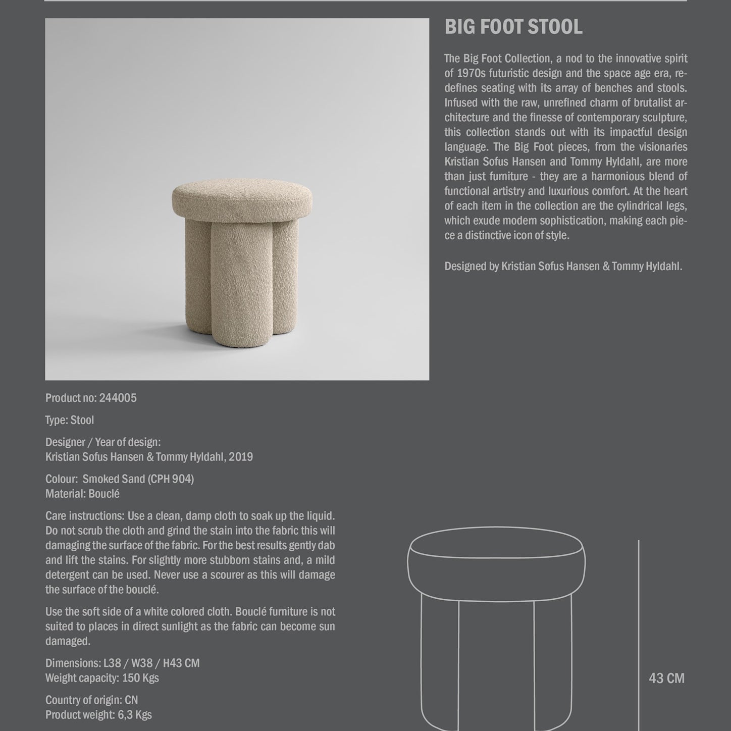 101 Copenhagen - Big Foot Stool - Smoked Sand (CPH 904) - 