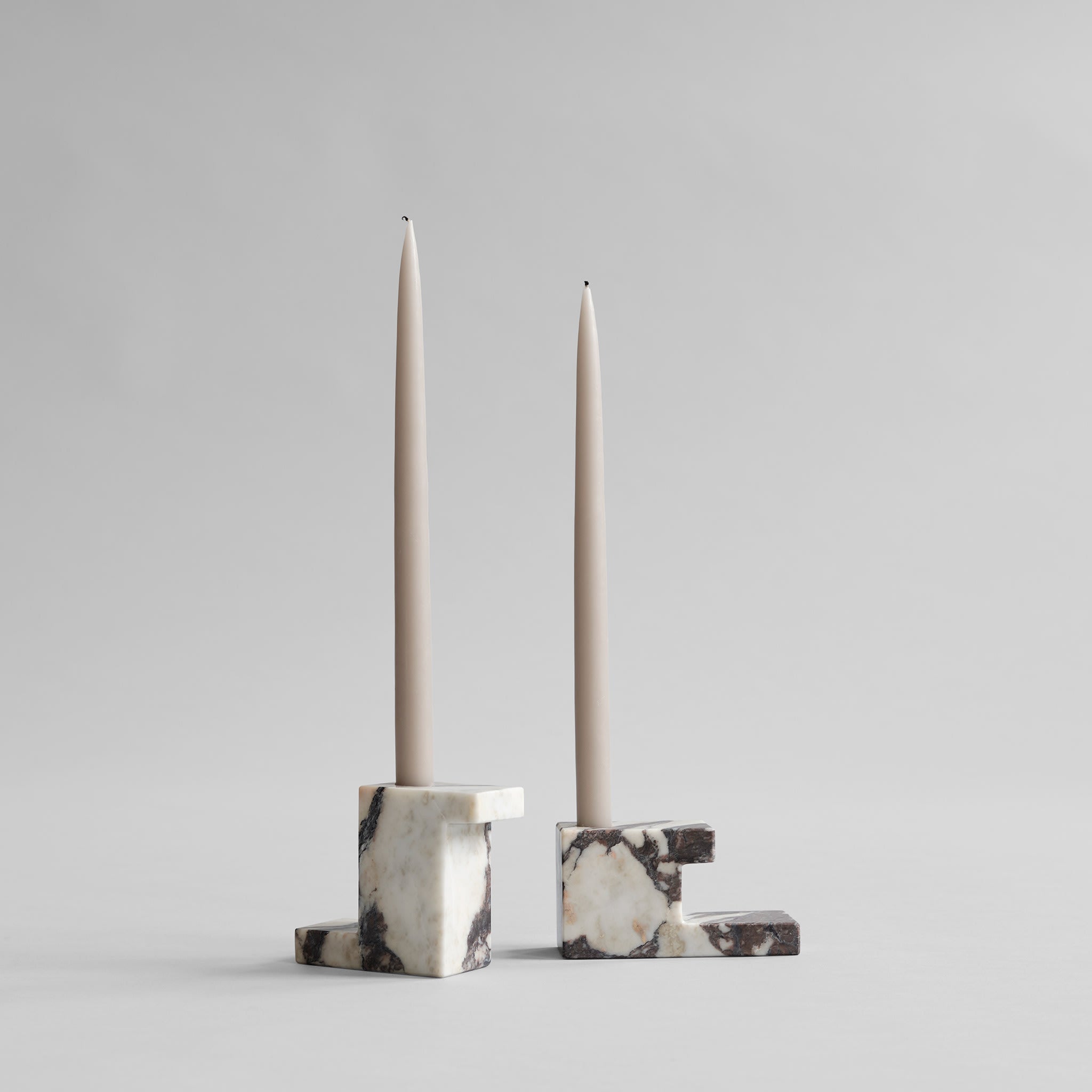 101 Copenhagen - Brick Candle Holder, Low - Calacatta - Candle Holders
